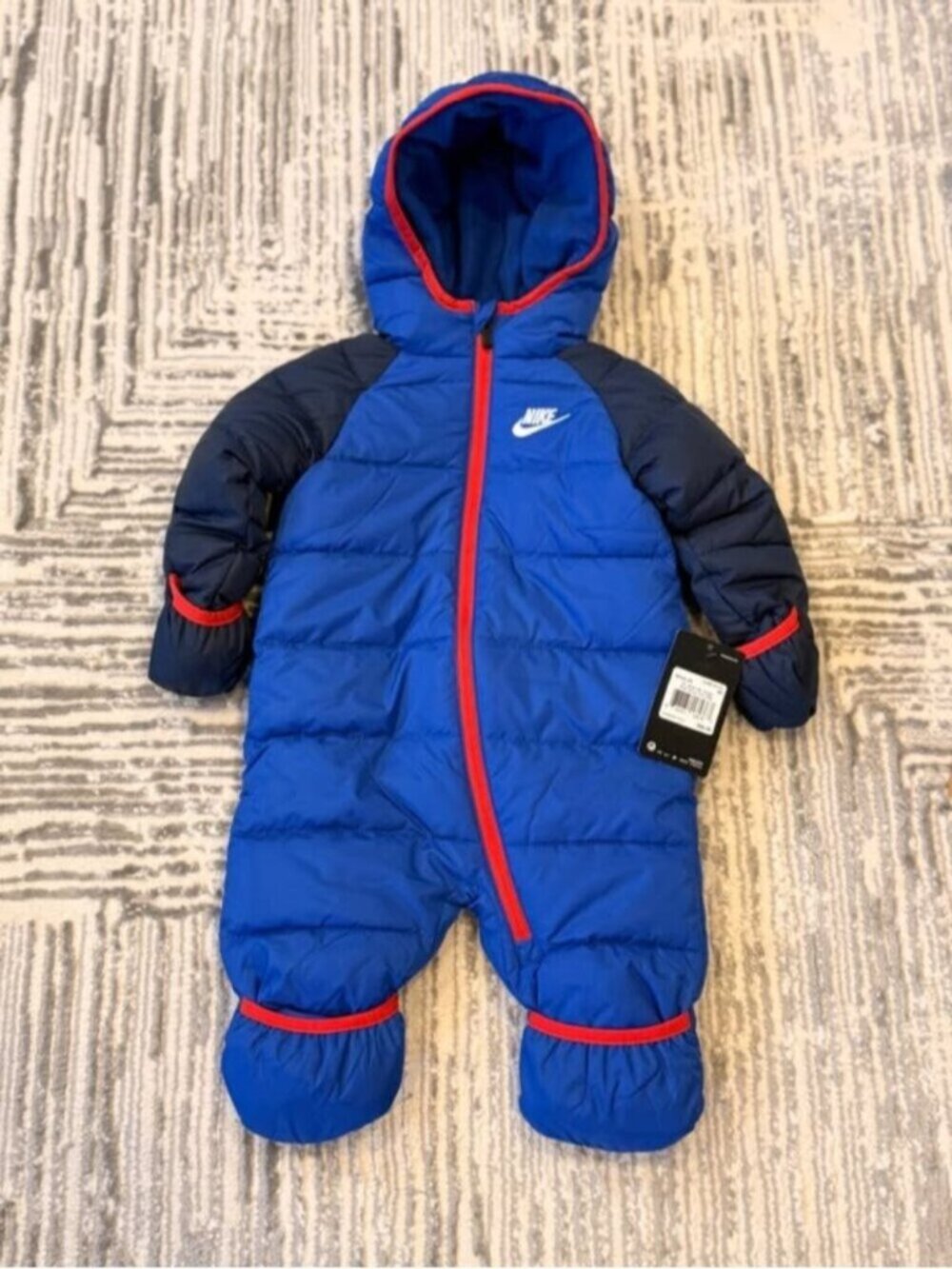NEW Nike kids 9 months blue puffer bunting waterproof WINTER warm coat UNISEX
